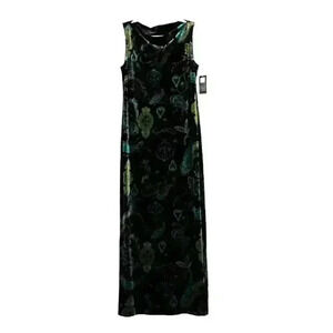 NWT Vintage 90s Y2K Carole Little Maxi Dress 8 Velour Velvet Paisley Cowl Neck